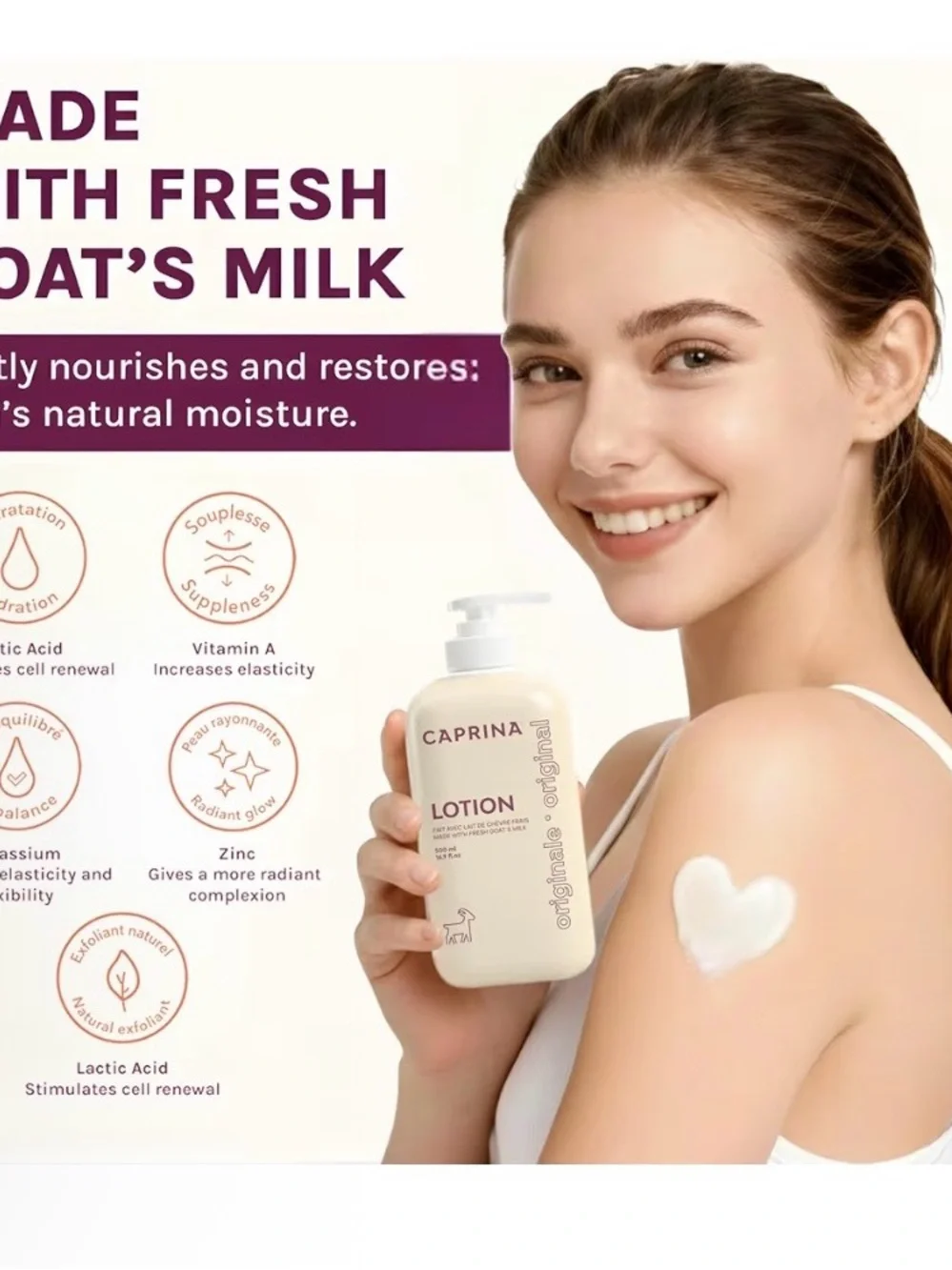 CAPRINA Original Goat Milk Lotion — Cream 16.9 Oz (UNISEX)